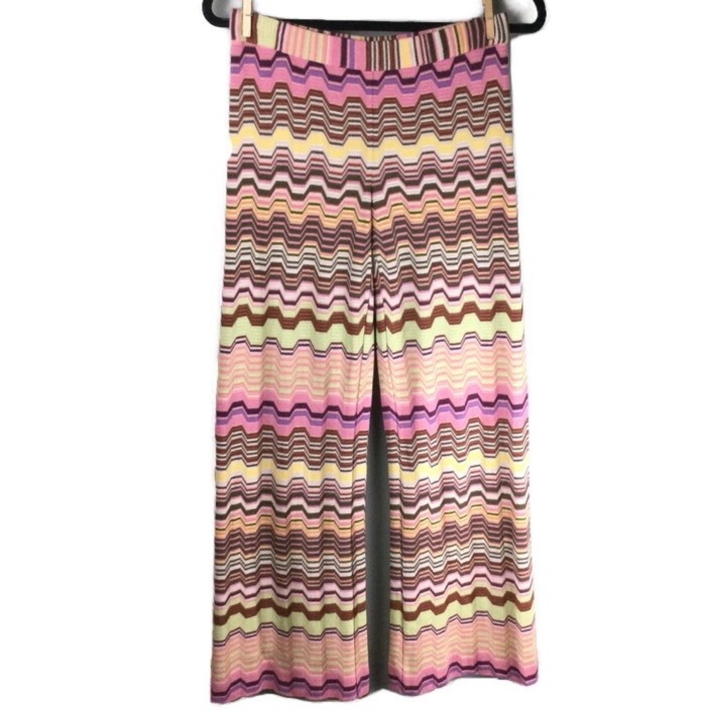 Missoni Colorful ZigZag Knit Pull-On Flared Leg Lined Pants Size 42 Medium